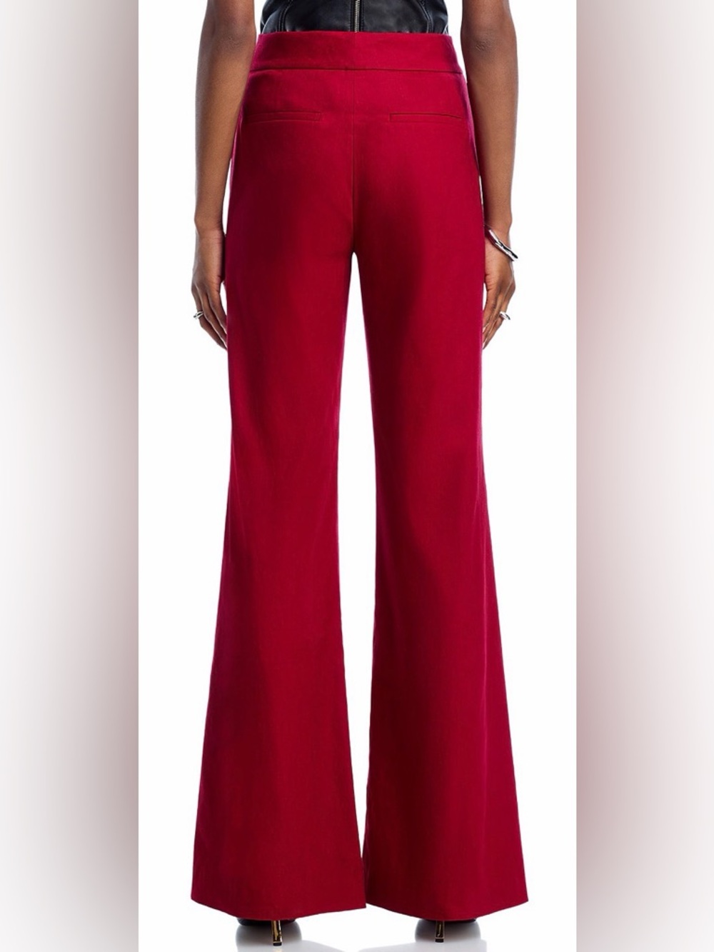 Alice + Olivia Dylan High Rise Wide Leg Pant in Dark Cherry - Picture 3 of 7